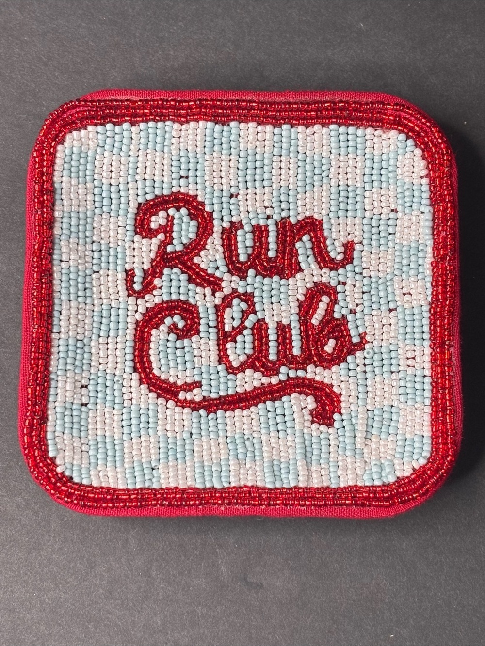 Anthropologie Fiona Beaded Trinket Dish Red White Blue Run Club
